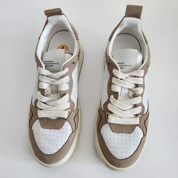 Steve Madden Tan & Cream Beige Everlie Low Top Leather Sneakers Size 7 - Picture 4 of 6